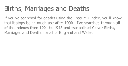Births, Marriages and Deaths
